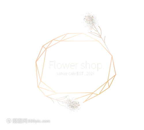 多邊形簡約線稿花店標(biāo)識
